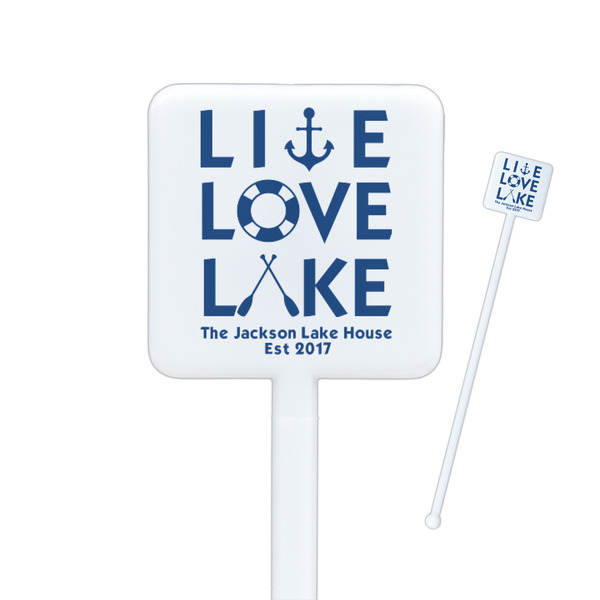 Custom Live Love Lake Square Plastic Stir Sticks (Personalized)