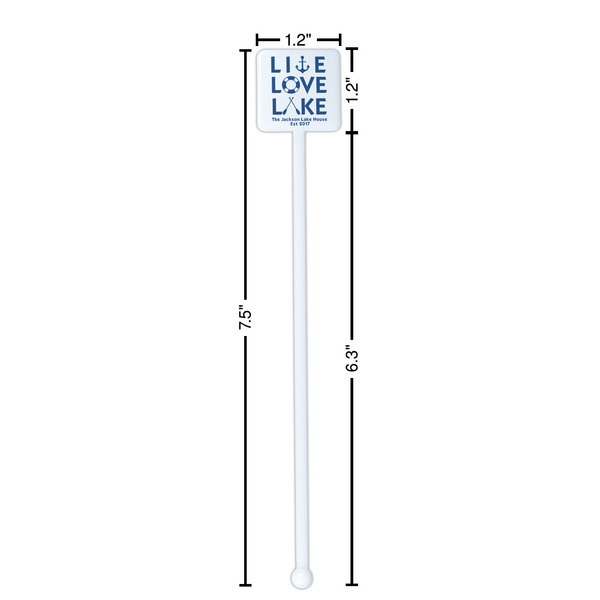 Live Love Lake White Plastic Stir Stick - Square - Dimensions