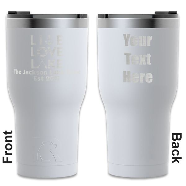 Custom Live Love Lake RTIC Tumbler - White - Engraved Front & Back (Personalized)