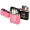 Live Love Lake Windproof Lighters - Black & Pink - Open