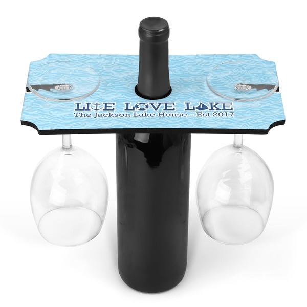 Custom Live Love Lake Wine Bottle & Glass Holder (Personalized)