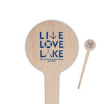 Live Love Lake 4" Round Wooden Food Picks - Single Sided (Personalized)