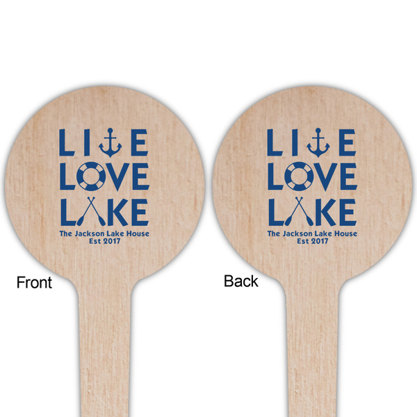 Live Love Lake Wooden 4" Food Pick - Round - Double Sided - Front & Back