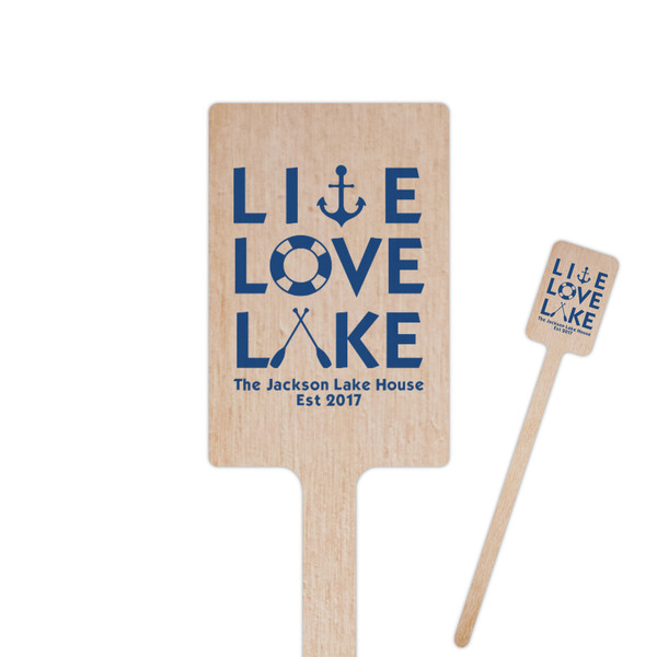Custom Live Love Lake 6.25" Rectangle Wooden Stir Sticks - Single Sided (Personalized)