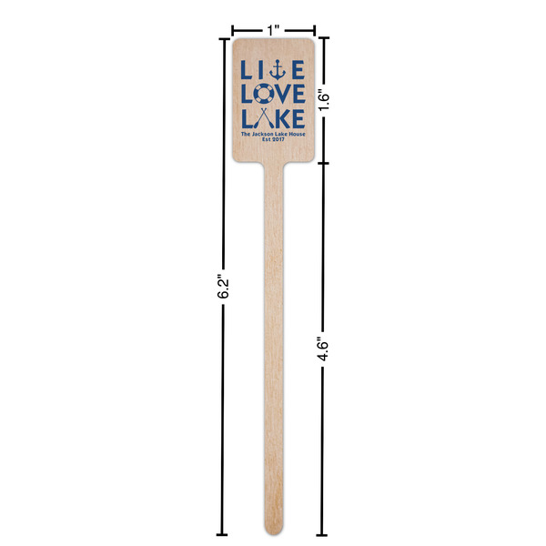Live Love Lake Wooden 6.25" Stir Stick - Rectangular - Dimensions