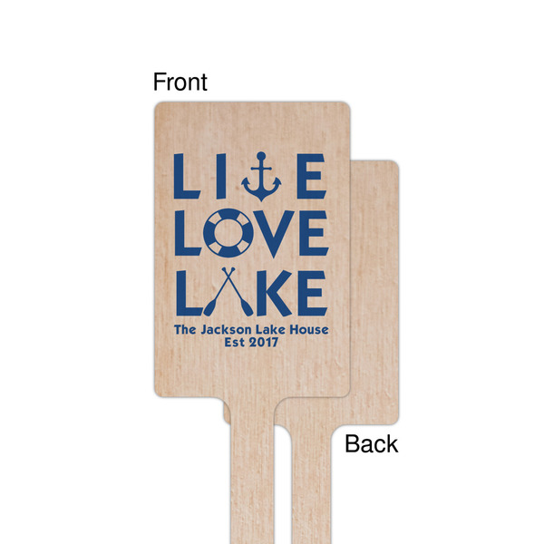 Live Love Lake Wooden 6.25" Stir Stick - Rectangular - Single - Front & Back