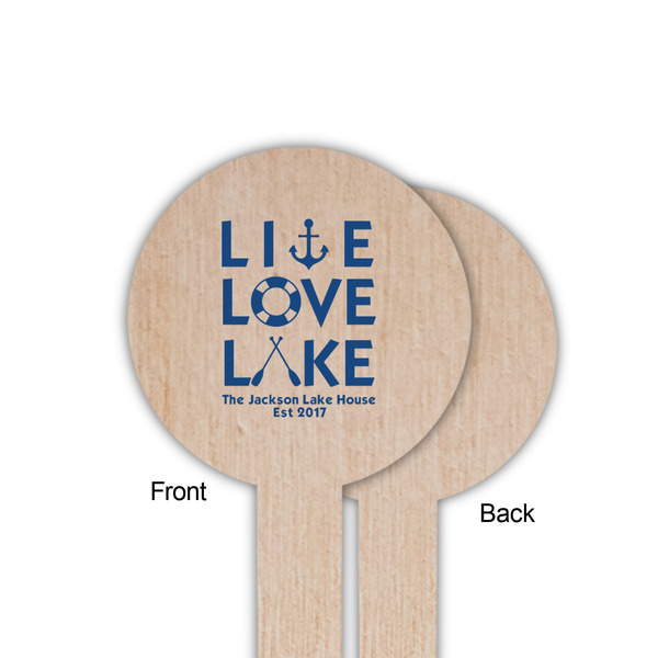 Live Love Lake Wooden 6" Food Pick - Round - Single Sided - Front & Back