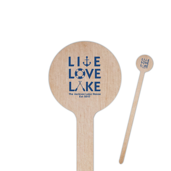 Custom Live Love Lake 6" Round Wooden Stir Sticks - Double Sided (Personalized)