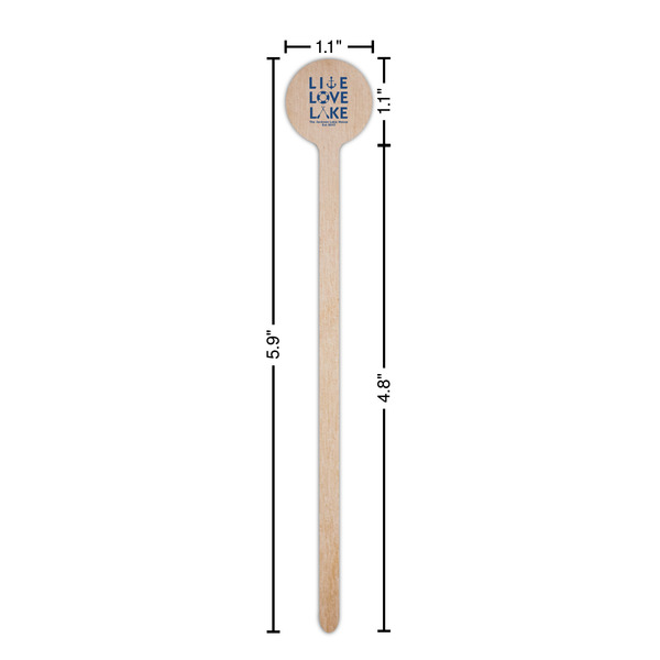 Live Love Lake Wooden 6" Stir Stick - Round - Dimensions