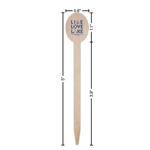 Live Love Lake Wooden Food Pick - Oval - Dimensions
