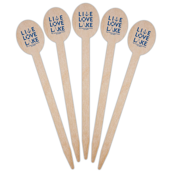 Live Love Lake Wooden Food Pick - Oval - Fan View