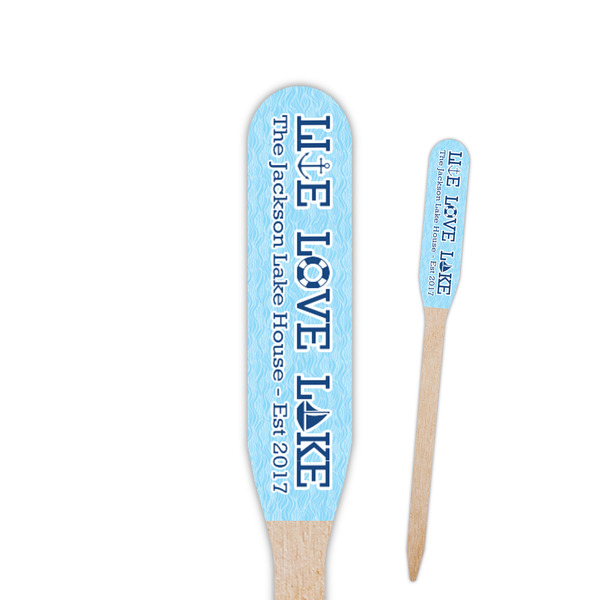 Custom Live Love Lake Paddle Wooden Food Picks - Single Sided (Personalized)