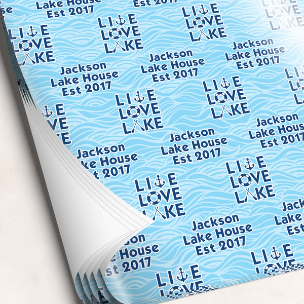 Custom Live Love Lake Wrapping Paper Sheets - Single-Sided - 20" x 28" (Personalized)