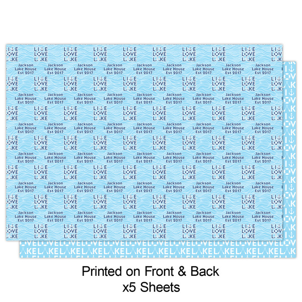 Live Love Lake Wrapping Paper Sheet - Double Sided - Front