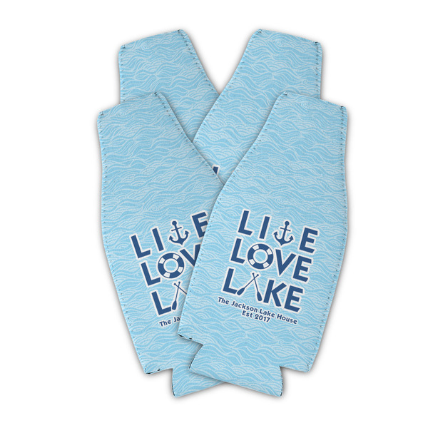 Custom Live Love Lake Zipper Bottle Cooler - Set of 4 (Personalized)