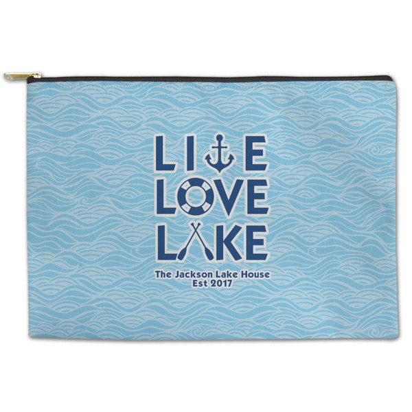 Custom Live Love Lake Zipper Pouch - Large - 12.5"x8.5" (Personalized)