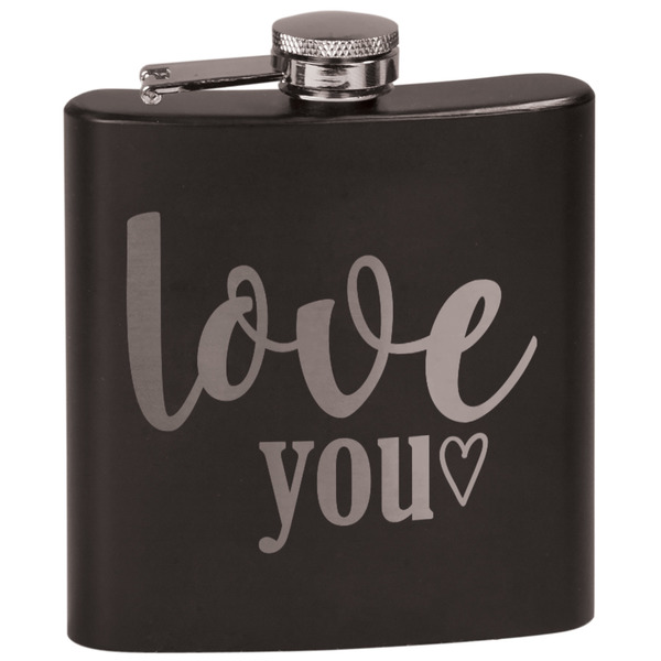 Custom Love Quotes and Sayings Black Flask Set