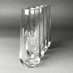 Love Quotes and Sayings Champagne Flute - Stemless Engraved - Set of 4