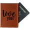 Love Quotes and Sayings Cognac Leather Passport Holder With Passport - Main