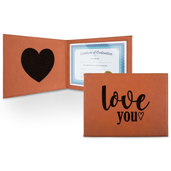 Custom Love Quotes and Sayings Leatherette Certificate Holder - Front and Inside