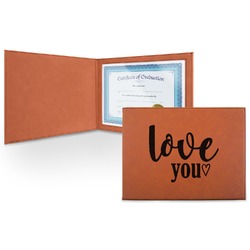 Love Quotes and Sayings Leatherette Certificate Holder - Front