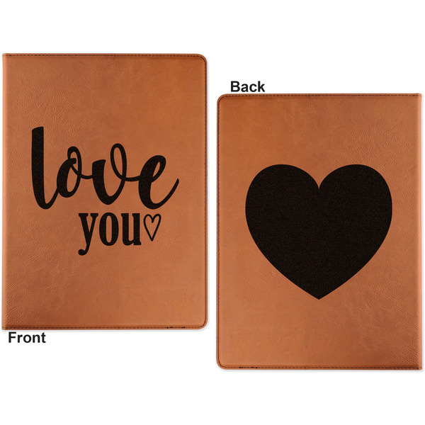 Love Quotes and Sayings Cognac Leatherette Portfolios with Notepad - Large - Double Sided - Apvl
