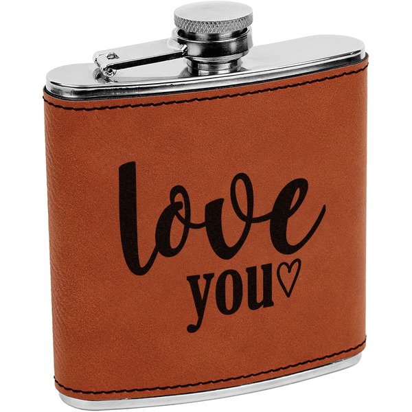 Custom Love Quotes and Sayings Leatherette Wrapped Stainless Steel Flask