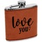 Love Quotes and Sayings Cognac Leatherette Wrapped Stainless Steel Flask