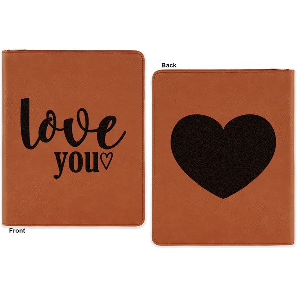 Love Quotes and Sayings Cognac Leatherette Zipper Portfolios with Notepad - Double Sided - Apvl