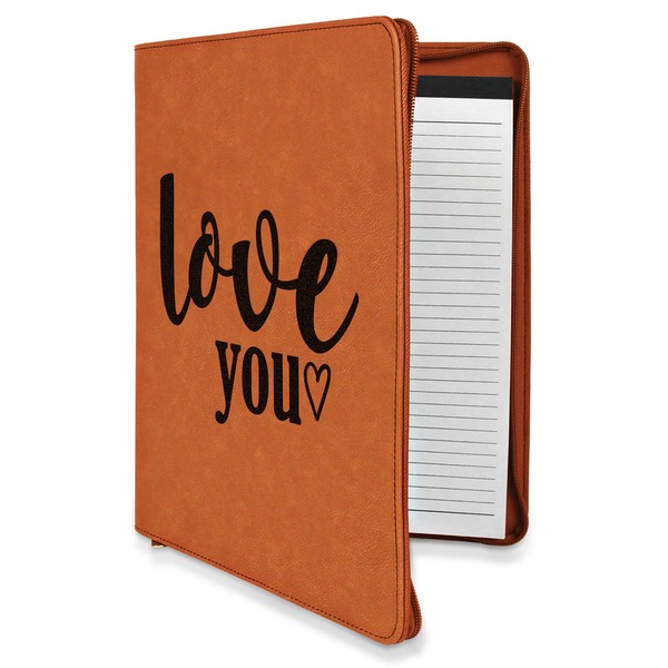 Custom Love Quotes and Sayings Leatherette Zipper Portfolio with Notepad - Single Sided