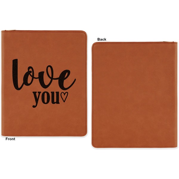 Love Quotes and Sayings Cognac Leatherette Zipper Portfolios with Notepad - Single Sided - Apvl