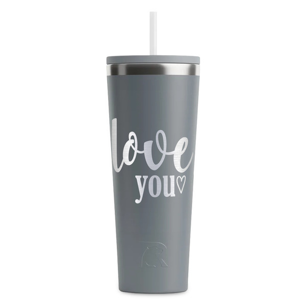 Custom Love Quotes and Sayings RTIC Everyday Tumbler with Straw - 28oz - Grey - Single-Sided