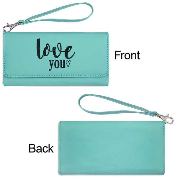 Love Quotes and Sayings Ladies Wallets - Faux Leather - Teal - Front & Back View