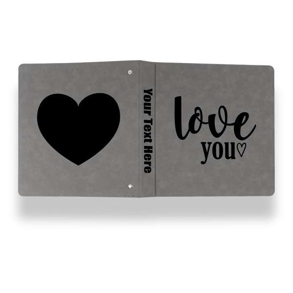 Love Quotes and Sayings Leather Binder - 1" - Grey - Back Spine Front View