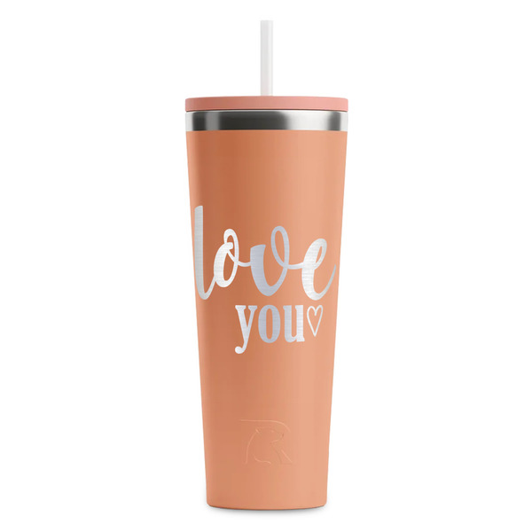 Custom Love Quotes and Sayings RTIC Everyday Tumbler with Straw - 28oz - Peach - Single-Sided