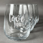 Love Quotes and Sayings Stemless Wine Glasses (Set of 4)