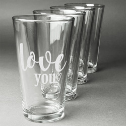 Love Quotes and Sayings Pint Glasses - Engraved (Set of 4)