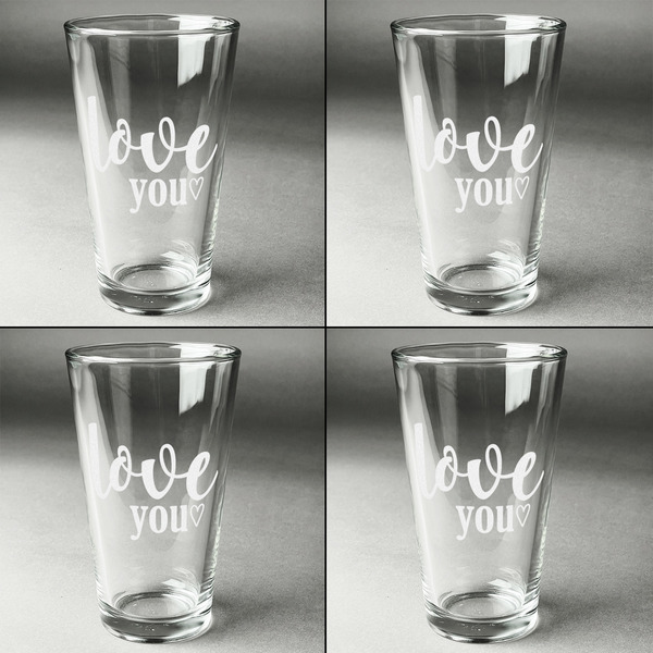 Love Quotes and Sayings Set of Four Engraved Beer Glasses - Individual View