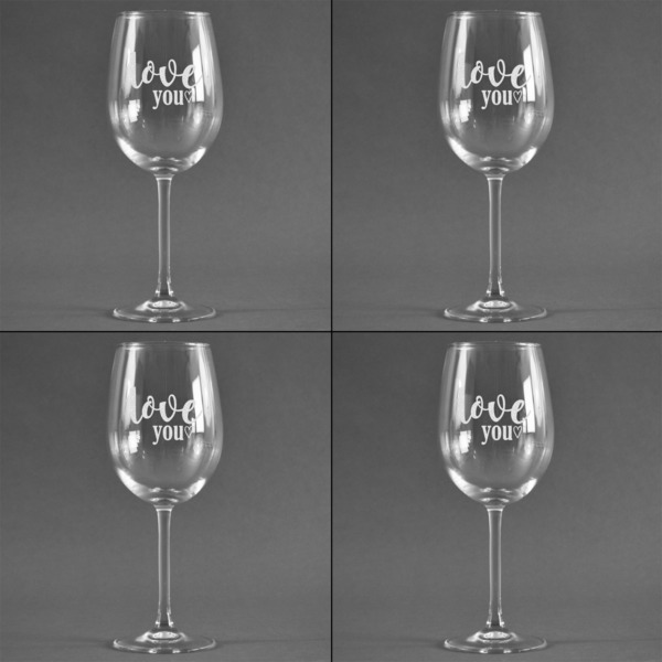 Love Quotes and Sayings Set of Four Personalized Wineglasses (Approval)