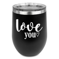 Love Quotes and Sayings Stemless Stainless Steel Wine Tumbler - Black - Double Sided