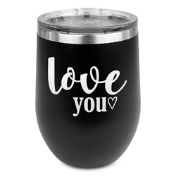 Love Quotes and Sayings Stemless Stainless Steel Wine Tumbler - Black - Double Sided