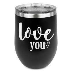 Love Quotes and Sayings Stemless Stainless Steel Wine Tumbler - Black - Single Sided