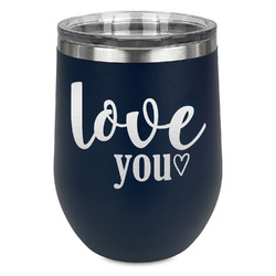 Love Quotes and Sayings Stemless Stainless Steel Wine Tumbler - Navy - Double Sided