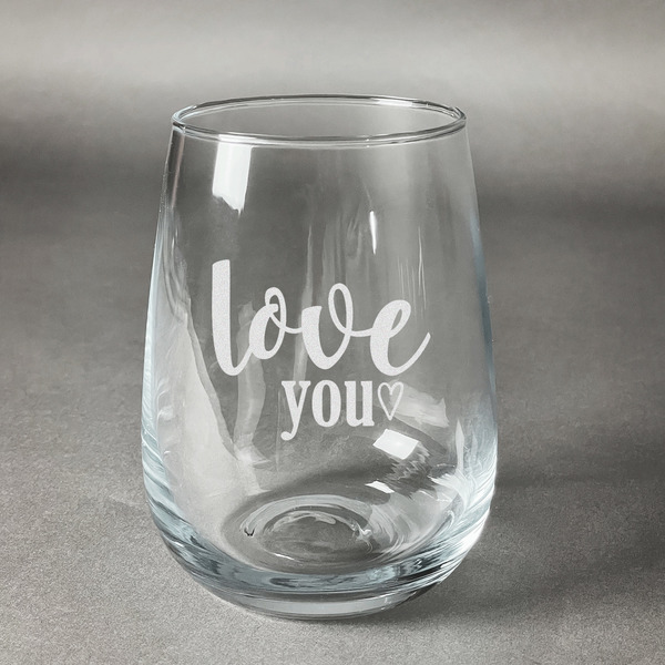 Custom Love Quotes and Sayings Stemless Wine Glass - Engraved