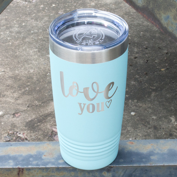 Love Quotes and Sayings Teal Polar Camel Tumbler - 20oz - Angled