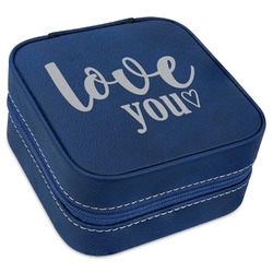 Love Quotes and Sayings Travel Jewelry Box - Navy Blue Leather