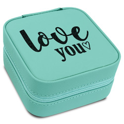 Love Quotes and Sayings Travel Jewelry Box - Teal Leather