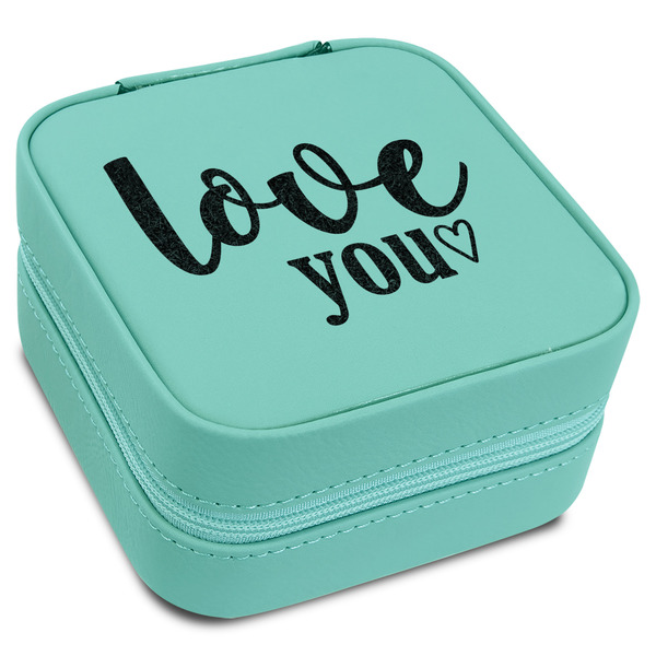 Custom Love Quotes and Sayings Travel Jewelry Box - Teal Leather
