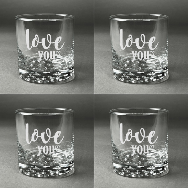 Love Quotes and Sayings Whiskey Glasses - Set of 4 all Engraved
