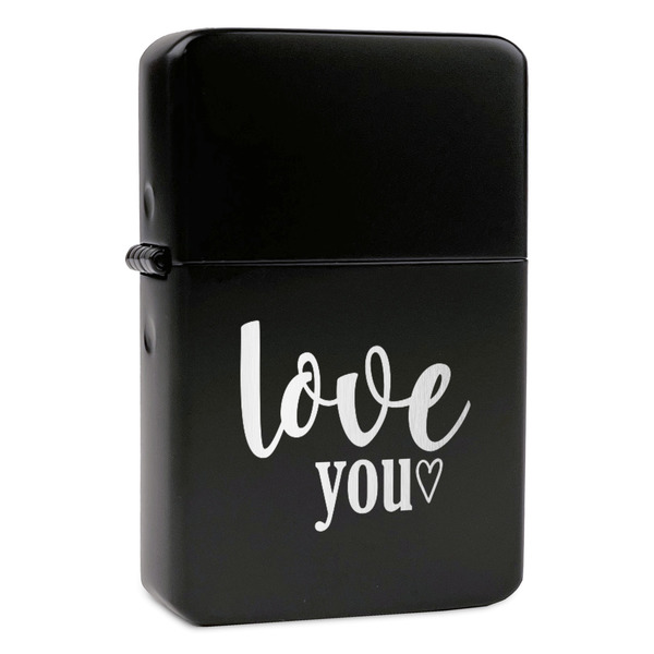 Custom Love Quotes and Sayings Windproof Lighter - Black - Single Sided & Lid Engraved